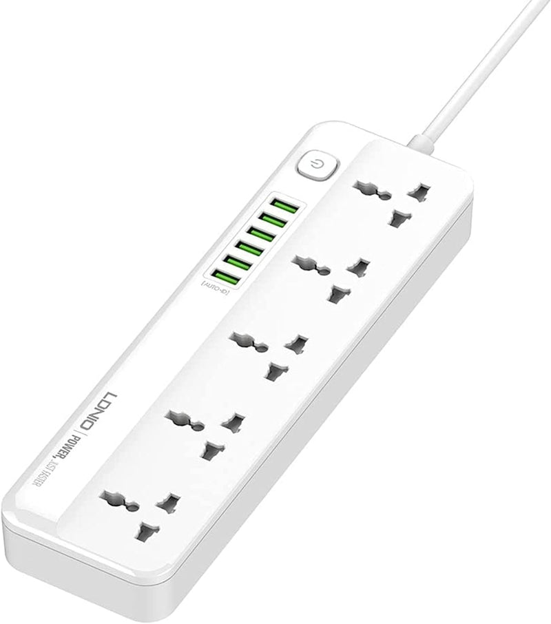 LDNIO SC5614 2500W Power Strip Extension Cable with 5 AC sockets, 6x USB Ports