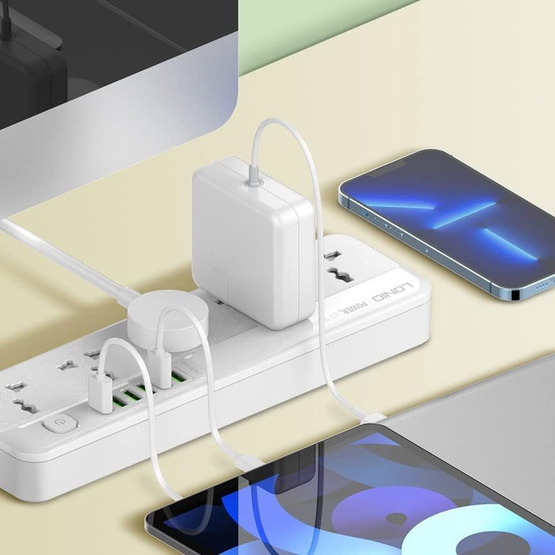 LDNIO SC5614 2500W Power Strip Extension Cable with 5 AC sockets, 6x USB Ports