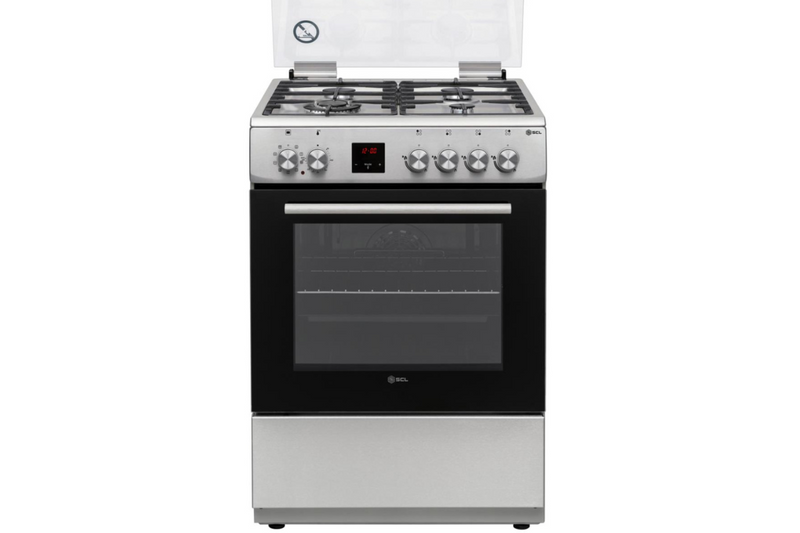 SCL Free-Standing Cooker SCL-FC664SI – 60x60 gas burners with electric oven, durable construction, low-noise operation, and energy-efficient performance for modern kitchens.