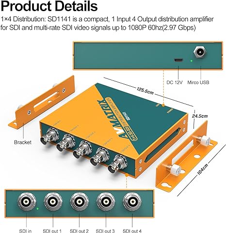 AVMATRIX SD1141 1 Input 4 Output 3G-SDI Distribution Amplifier