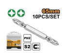 Ingco SDB21PH233 PH2 Screwdriver Bits Set – 65mm Magnetic Impact Bits, 10-Piece S2 Steel Set for Power & Hand Tools