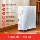 Sanford SF1212OH 2900W 13-Fin Oil Filled Radiator Heater with Turbo Fan – Powerful &amp; Efficient Heater for Home or Office