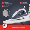 Sanford SF29DI 1400W Dry Iron – Powerful Heating, Non-Stick Soleplate, Fast Wrinkle Removal, Ideal for Home, Office & Commercial Use