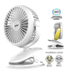 Sanford SF6664PCF Portable Clip Fan – 360º horizontal and vertical adjustable rotation, multiple speed settings, quiet operation, and compact design perfect for personal cooling at home, office, or travel.