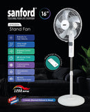 Sanford SF903SFN 16-Inch Stand Fan- Powerful Airflow, Adjustable Height & Quiet Operation for Home or Office