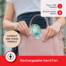 Sanford SF935HFN-A Rechargeable Hand Fan – Portable rechargeable with multiple speed settings, lightweight design, quiet operation, and USB charging perfect for personal cooling at home, office, or outdoors.