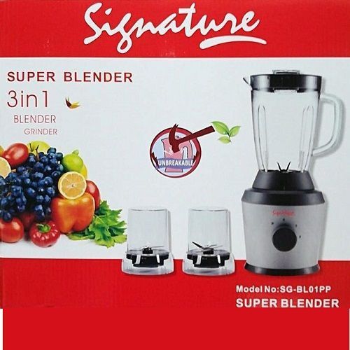 Signature SG-BL01PP 3-in-1 Super Blender – Powerful Motor, Grinder & Chopper Attachments