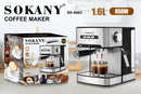 Sokany SK-6863 1.6L Espresso Coffee Maker Stainless Steel 850W Commercial Coffee Machine – Fast Brewing Cappuccino Latte Maker for Home &amp; Office