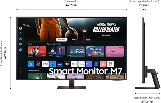 Samsung Smart Monitor M7 43" UHD 4K (LS43DM702UMXUE) 