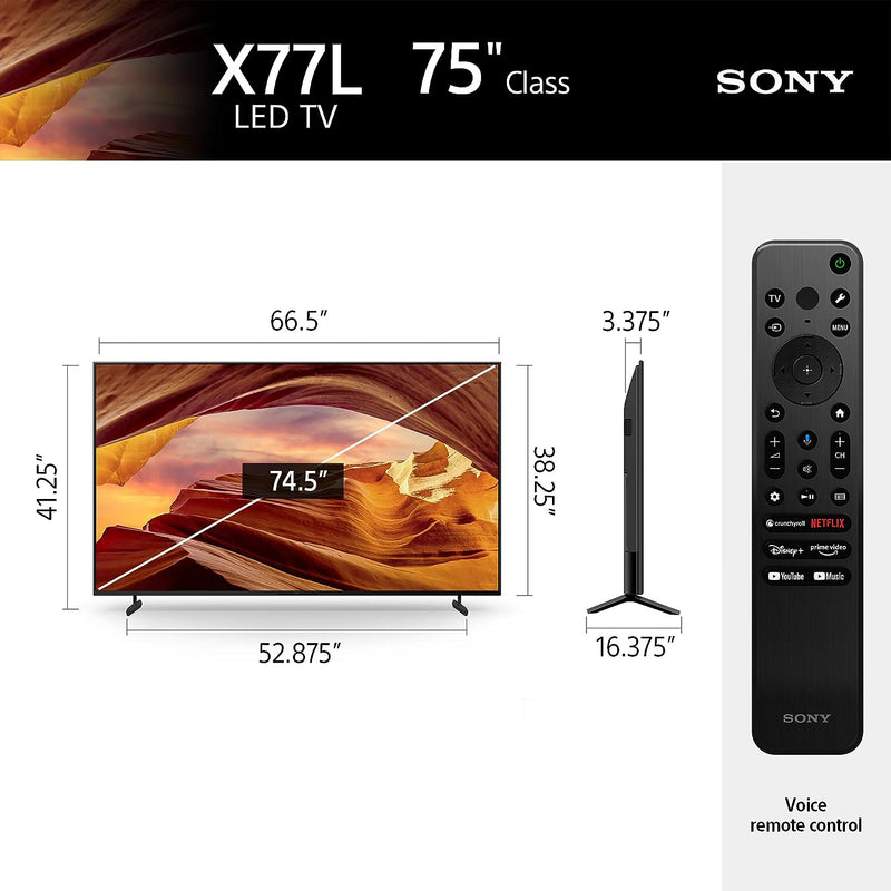Sony Bravia KD-75X77L 75 Inch 4K HDR Smart LED Google TV (2023)