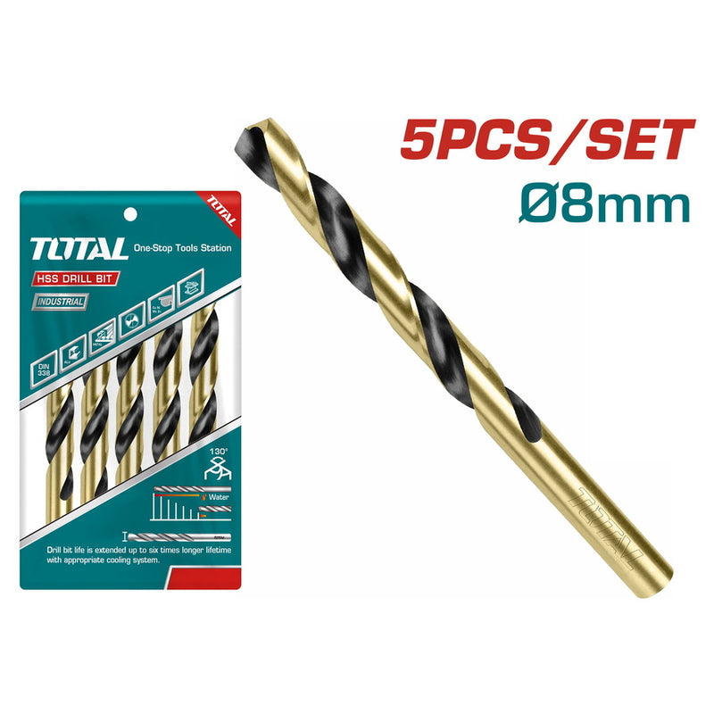 Total TAC100803 HSS Drill Bit 8mm 5pcs