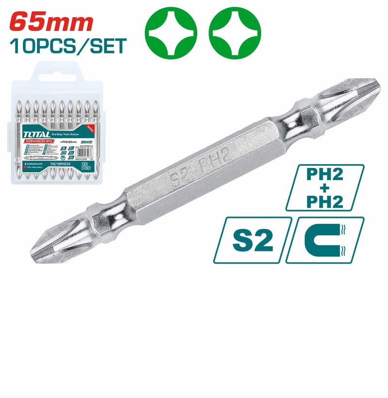 Total TAC16PH233 Screwdriver Bits 10Pcs 65mm