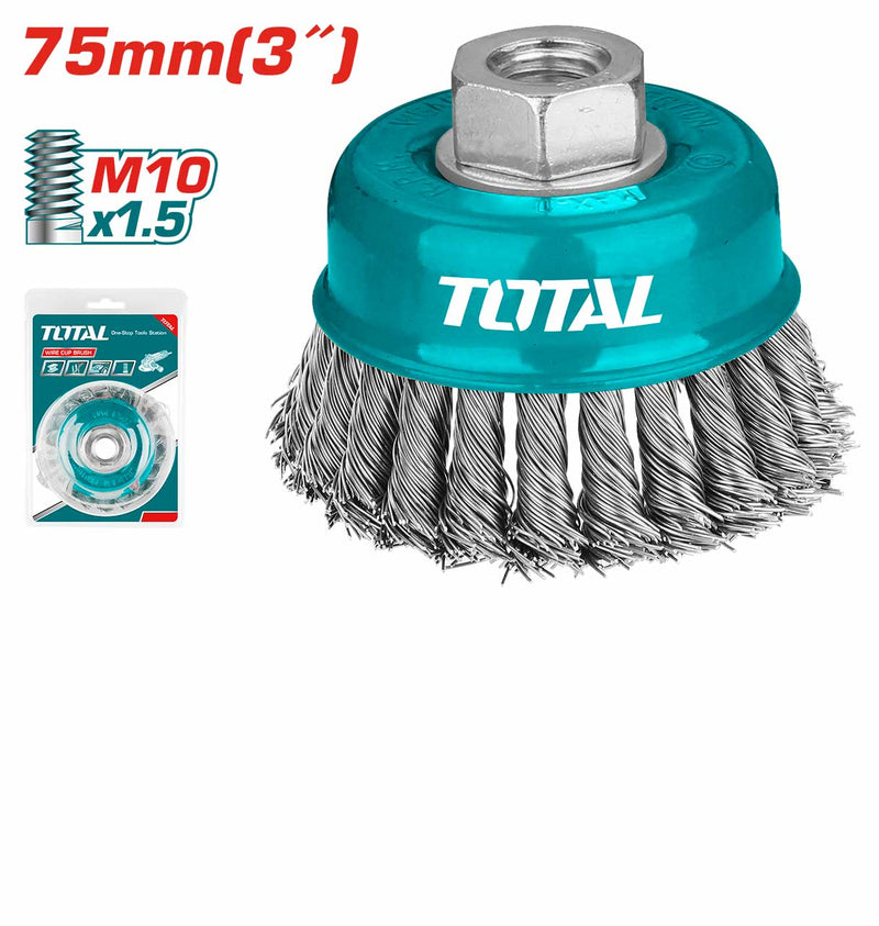 Total TAC32031 Wire cup brush 75mm diameter 3 inches