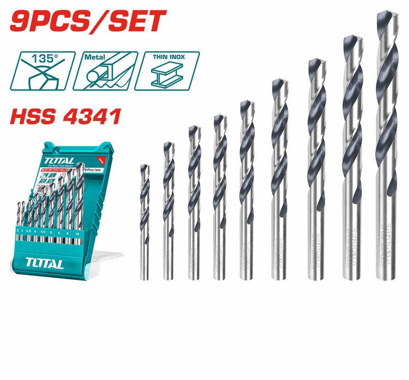 Total TACSD0095 &nbsp;9PCS HSS twist drill bits set