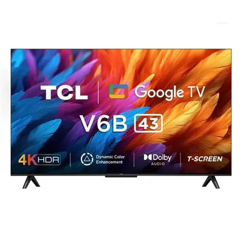 TCL 43V6B 43 inch 4K HDR Frameless Google Smart TV With Bluetooth, YouTube, Netflix