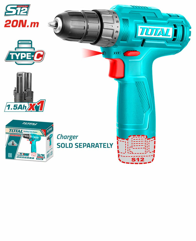 Total TDLI12428 12V Lithium-Ion Cordless Drill