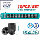 Total THISTD12101 10-Piece 1/2" Impact Socket Set – Chrome Vanadium Steel, Ratchet & Extension Included, Durable Mechanics Tool Kit