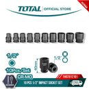 Total THISTD12101 10-Piece 1/2" Impact Socket Set – Chrome Vanadium Steel, Ratchet & Extension Included, Durable Mechanics Tool Kit