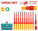 Total THKISD1201 1000V VDE 12-Piece Insulated Interchangeable Screwdriver Set – Magnetic Tips, Heat-Resistant, Electrician-Grade with Voltage Tester & Handle