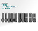 Total THKISD12102L 10-Piece 1/2" Deep Impact Socket Set – Durable Hand Tools for Home, Garage & Workshop Use