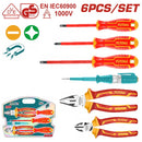 Total THKIST3062 6-Piece Insulated Hand Tools Set – Electrician-Grade Screwdrivers & Pliers, Safety Rated for 1000V, Durable Ergonomic Handles