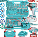 Total THKTHP31522 152-Piece Cordless Impact Wrench Tool Set – Heavy Duty Rechargeable Power Tool Kit for Automotive & Workshop Use