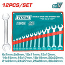 Total THT1023121 12 Pcs Double Open-End Spanner Set – Durable Chrome Vanadium Steel, Metric Sizes for Automotive & Home Use
