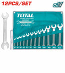 Total THT1023121 12 Pcs Double Open-End Spanner Set – Durable Chrome Vanadium Steel, Metric Sizes for Automotive & Home Use