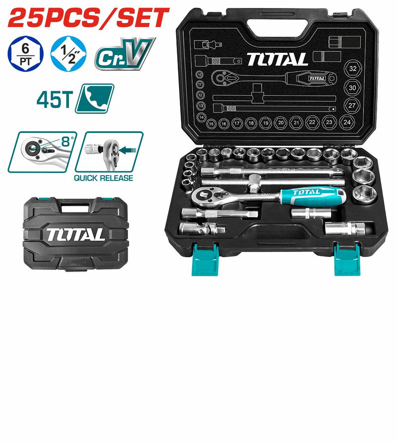 Total THT121251 25 Pcs ½ inches socket set