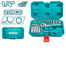 Total THT141201 20-Piece 1/4" Socket Set – Durable Chrome Vanadium Sockets for Home & Auto Repair