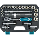 Total THT141253 24-Piece 1/2" Drive Socket Set – Durable Chrome Vanadium Steel with Ratchet & Case