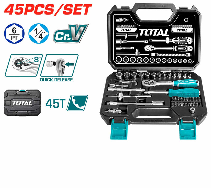 Total THT141451 45Pcs ¼ inch socket set