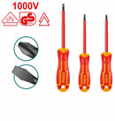 Total THTIS036 1000V VDE 3-Piece Insulated Screwdriver Set – Magnetic Tips, Heat-Resistant, High-Quality Electrician Tools,Anti-Slip Grip
