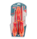 Total THTIS036 1000V VDE 3-Piece Insulated Screwdriver Set – Magnetic Tips, Heat-Resistant, High-Quality Electrician Tools,Anti-Slip Grip