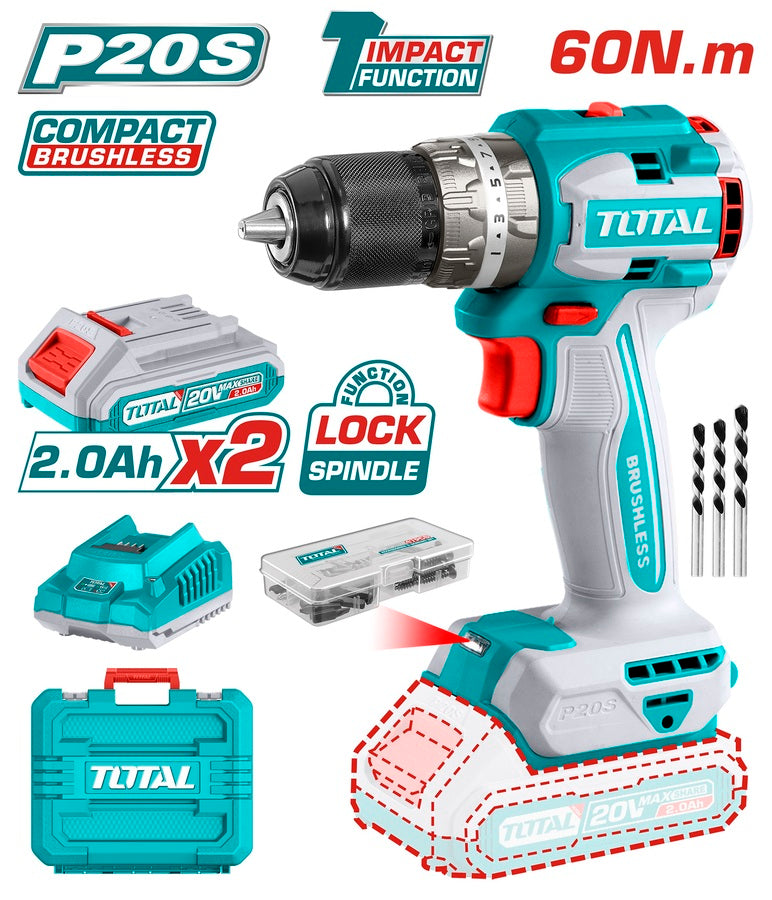 Total TIDLI20602 Lithium-Ion Compact Brushless Cordless Impact Drill