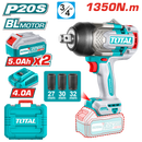 Total TIWLI20135 20v 1350N.m Cordless Impact Wrench – Powerful Battery-Powered Hand Tool for Automotive & Mechanical Use