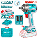 Total TIWLI2035 20V Cordless Impact Wrench 1/2″ Drive 350Nm – Heavy Duty Brushless Power Tool for Automotive & Mechanical Use