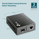 TP-Link TL-MC220L Gigabit SFP Media Converter – 10/100/1000Mbps Ethernet to Fiber Converter, SFP Slot