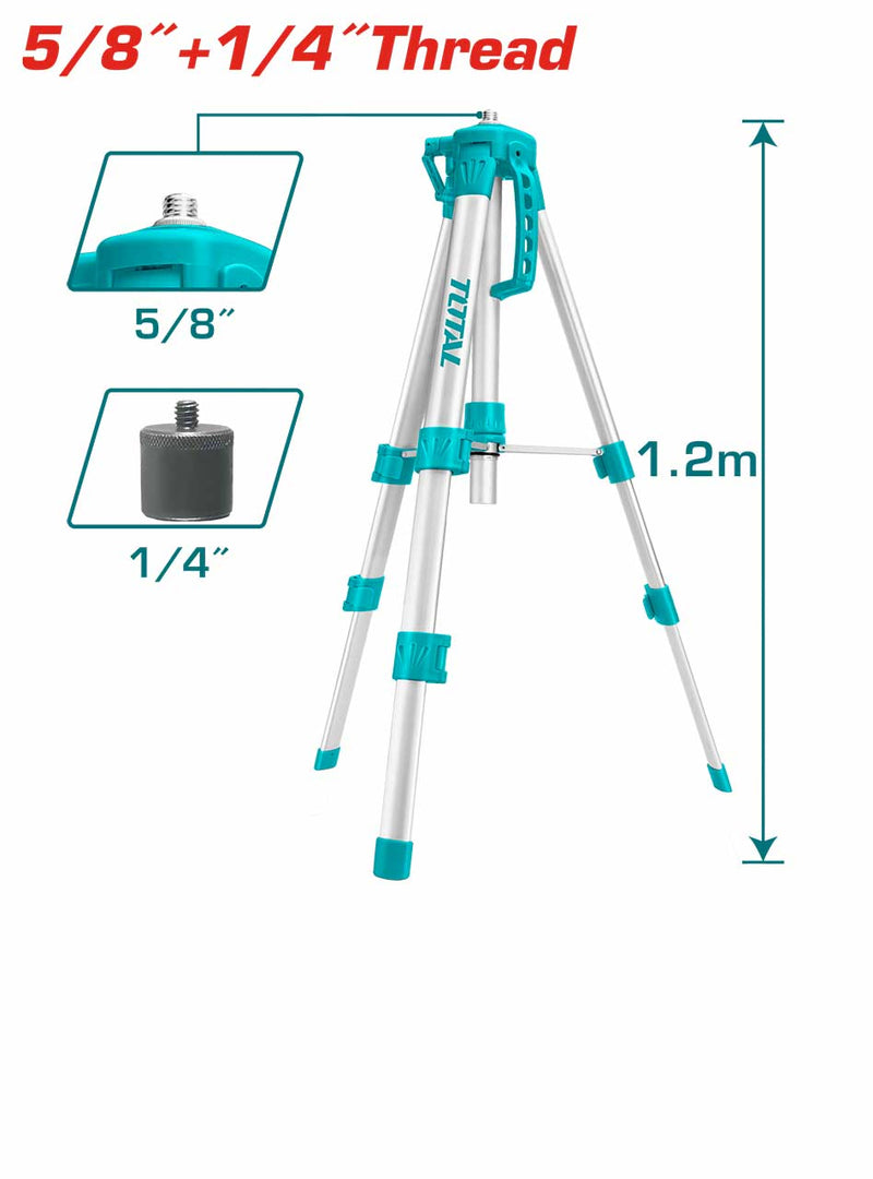Total TLLT01152 Tripods for laser levels 5/8″ &amp;1/4″ Thread 1.2m Aluminum tripod