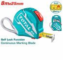 Total TMT126281 Steel Measuring Tape 3m/10ft – Durable Locking Mechanism, Clear Metric/Imperial Markings for Precision Measuring
