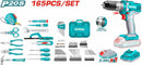 Total THKTHP11652 165 Pcs Tools set with 20V Cordless Impact Drill, Battery & Charger