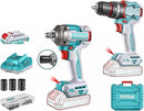Total TCKLI20275 Cordless 2 pcs combo kit with Compact Brushless Cordless Impact Drill and Cordless Impact Wrench