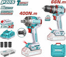 Total TCKLI20275 Cordless 2 pcs combo kit with Compact Brushless Cordless Impact Drill and Cordless Impact Wrench