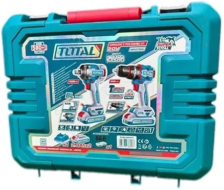 Total TCKLI20275 Cordless 2 pcs combo kit with Compact Brushless Cordless Impact Drill and Cordless Impact Wrench