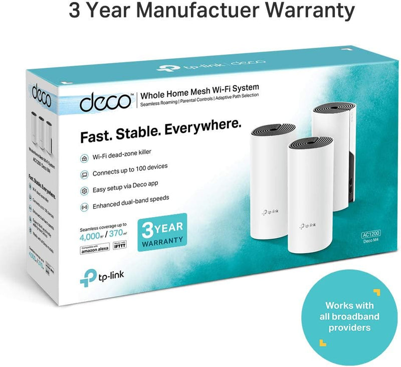 TP-Link Deco M4 AC1200 Whole Home Mesh Wi-Fi System (3 Pack) – TL-DECO M4 (3-PACK)