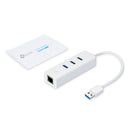 TP-Link TL-UE330 USB 3.0 3-Port Hub & Gigabit Ethernet Adapter – High Speed Multi-Port USB Expansion Hub with RJ45 LAN Adapter for Laptops, Ultrabooks, Office, Home, and Professional Networking Applications