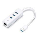 TP-Link TL-UE330 USB 3.0 3-Port Hub & Gigabit Ethernet Adapter – High Speed Multi-Port USB Expansion Hub with RJ45 LAN Adapter for Laptops, Ultrabooks, Office, Home, and Professional Networking Applications