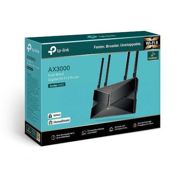 TP-Link AX3000 Wi-Fi 6 Router – Dual Band Gigabit, MU-MIMO, OFDMA – Archer AX53