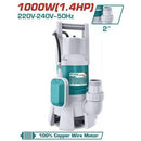 Total TWP810001 1000W Sewage Submersible Pump – Heavy Duty Wastewater Pump, 9m Max Head for Drainage & Flood Control