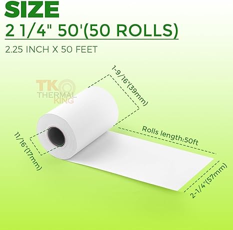 TK Thermal Rolls 57mm x 40mm (50 Pieces per box)